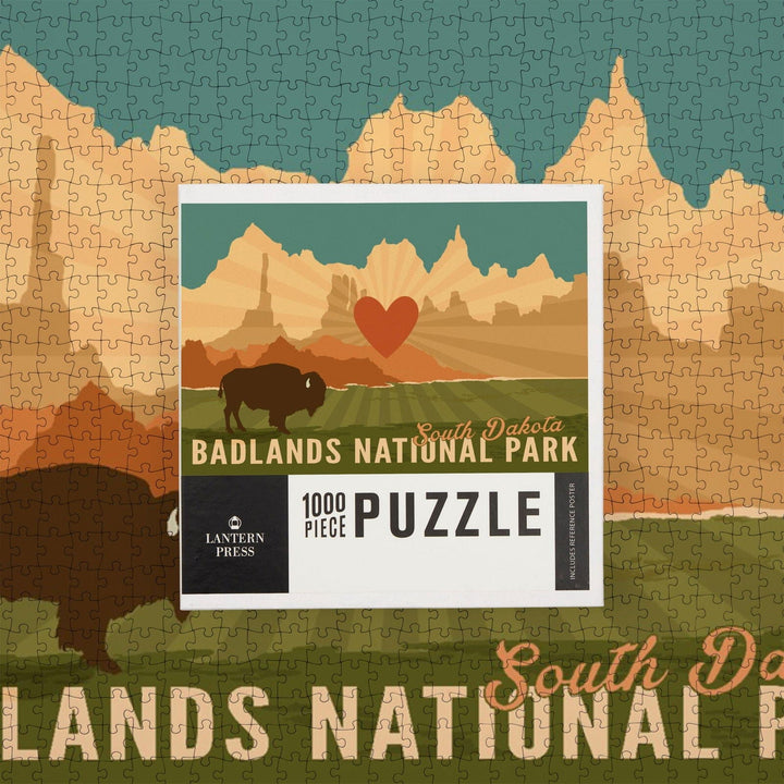 Badlands National Park, South Dakota, Heart and Rays, Jigsaw Puzzle Puzzle Lantern Press 
