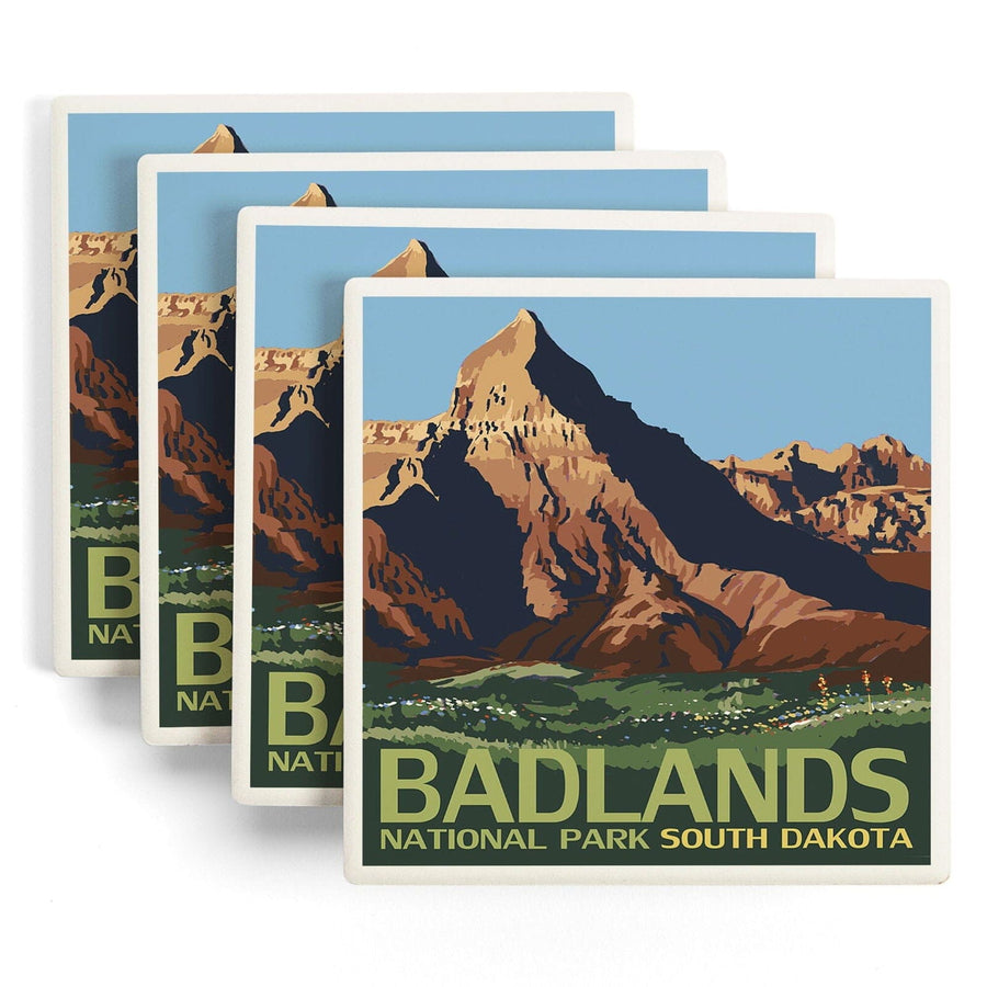 Badlands National Park, South Dakota, Lantern Press Artwork, Coaster Set Coasters Lantern Press 