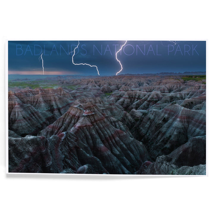 Badlands National Park, South Dakota, Lightning Storm, Art & Giclee Prints Art Lantern Press 