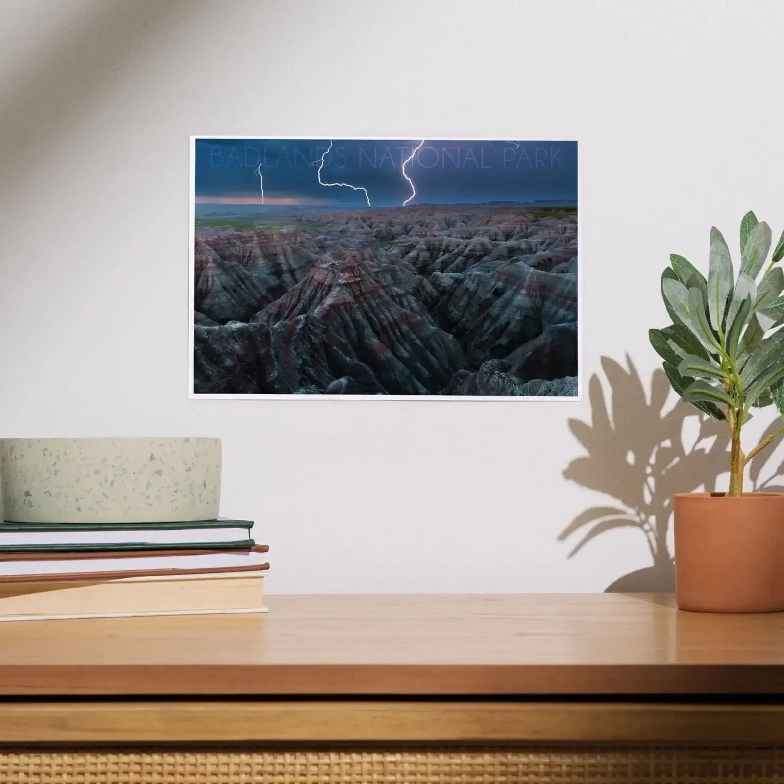 Badlands National Park, South Dakota, Lightning Storm art prints