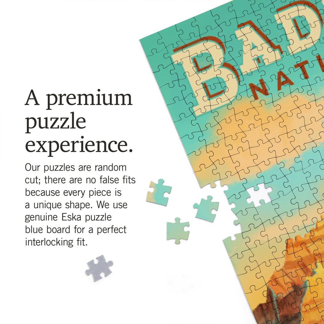 Badlands National Park, South Dakota, Oil Painting, Jigsaw Puzzle Puzzle Lantern Press 