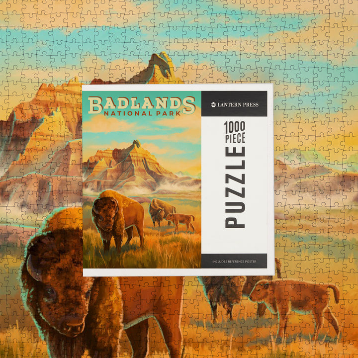 Badlands National Park, South Dakota, Oil Painting, Jigsaw Puzzle Puzzle Lantern Press 
