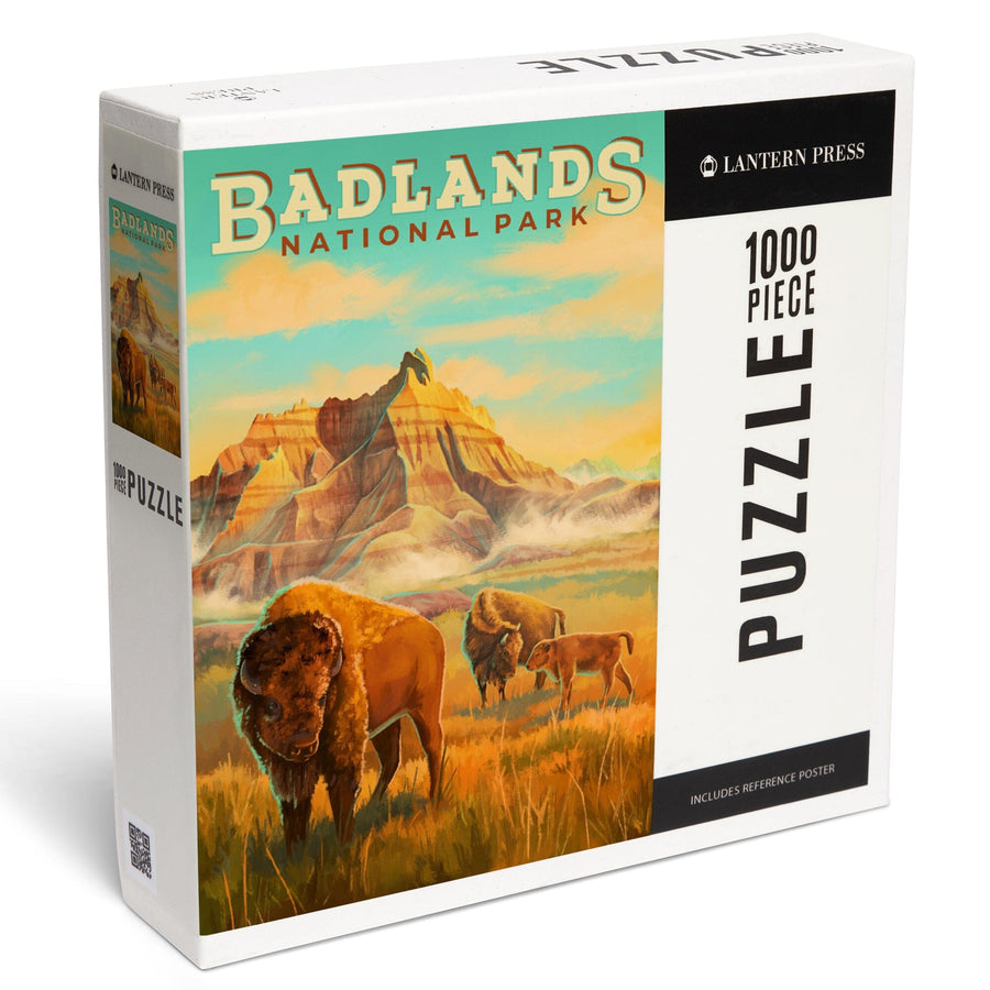 Badlands National Park, South Dakota, Oil Painting, Jigsaw Puzzle Puzzle Lantern Press 