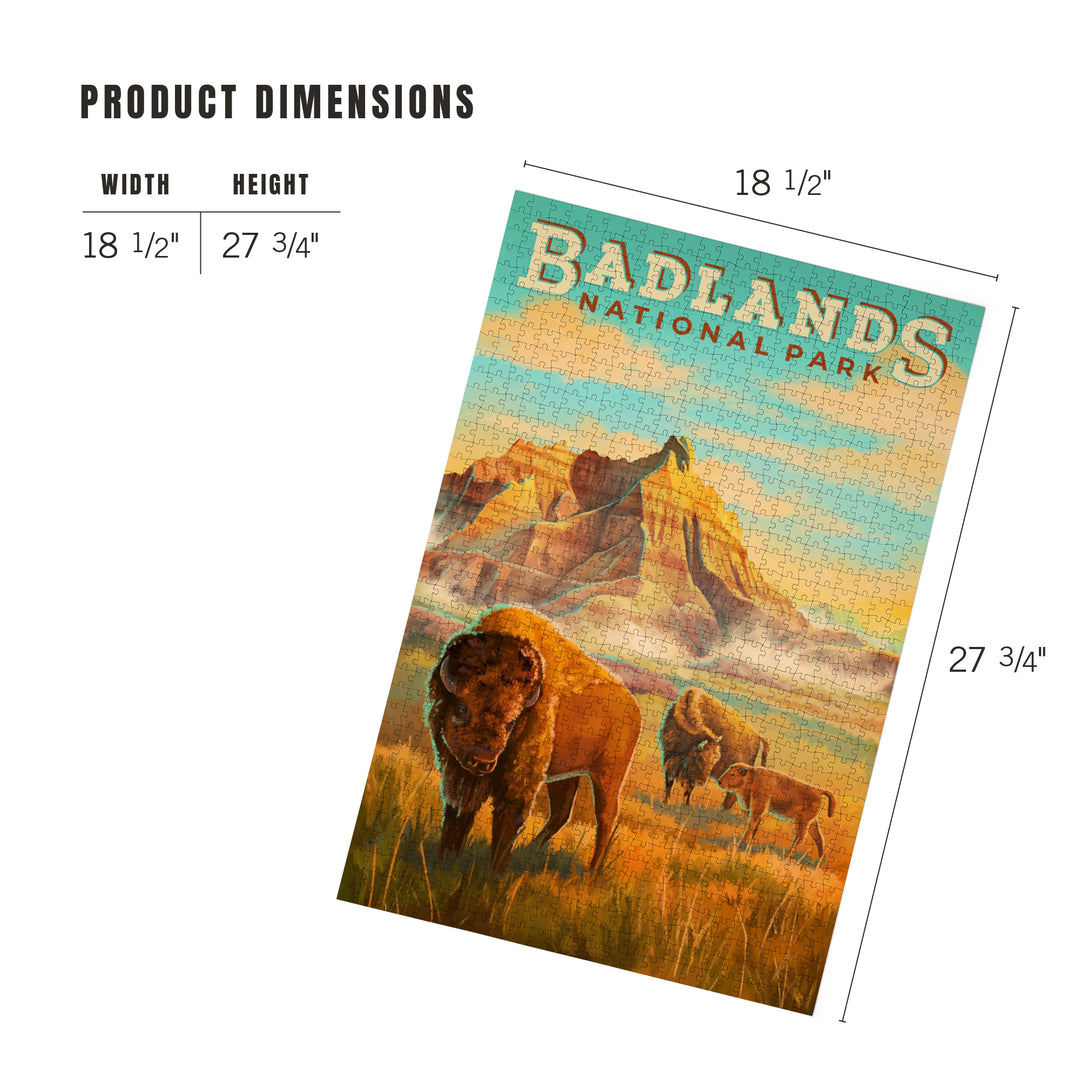 Badlands National Park, South Dakota, Oil Painting, Jigsaw Puzzle Puzzle Lantern Press 