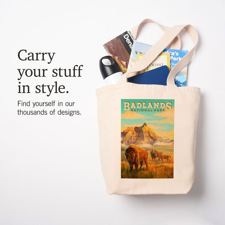 Badlands National Park, South Dakota, Oil Painting, Lantern Press Artwork, Tote Bag Totes Lantern Press 