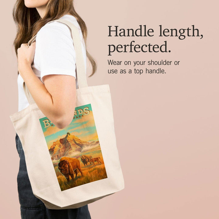 Badlands National Park, South Dakota, Oil Painting, Lantern Press Artwork, Tote Bag Totes Lantern Press 