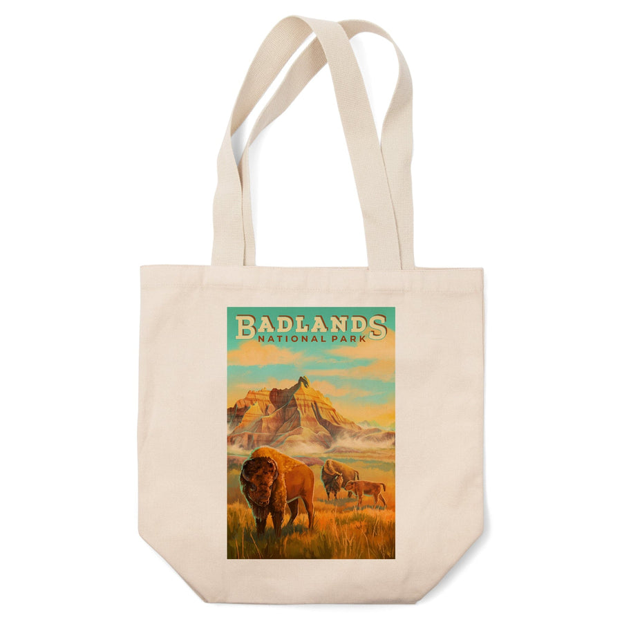 Badlands National Park, South Dakota, Oil Painting, Tote Bag Totes Lantern Press 