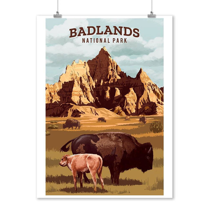 Badlands National Park, South Dakota, Painterly National Park Series, Art & Giclee Prints Art Lantern Press 12 x 18 Art Print 