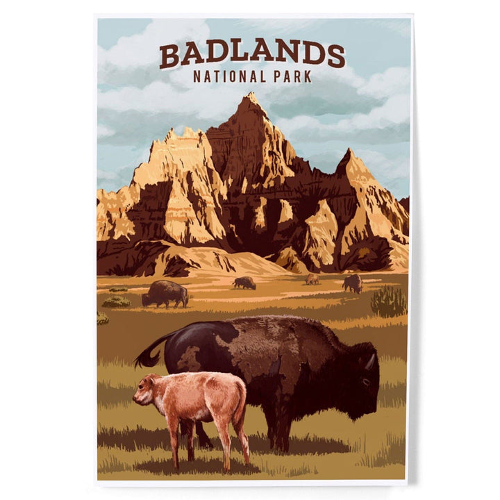 Badlands National Park, South Dakota, Painterly National Park Series, Art & Giclee Prints Art Lantern Press 