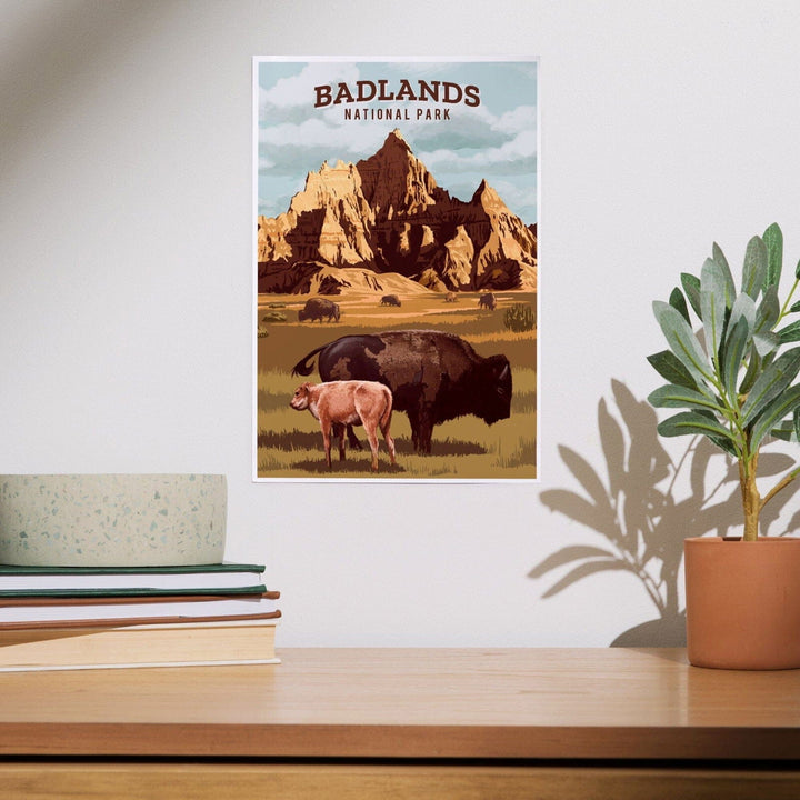 Badlands National Park, South Dakota, Painterly National Park Series, Art & Giclee Prints Art Lantern Press 