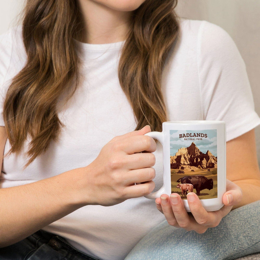 Badlands National Park, South Dakota, Painterly National Park Series, Ceramic Mug Mugs Lantern Press 