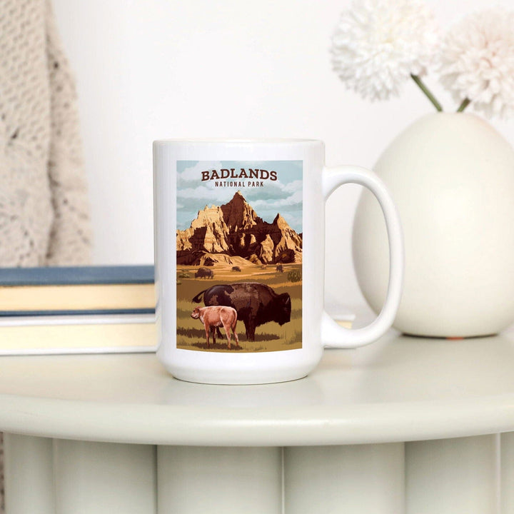 Badlands National Park, South Dakota, Painterly National Park Series, Ceramic Mug Mugs Lantern Press 