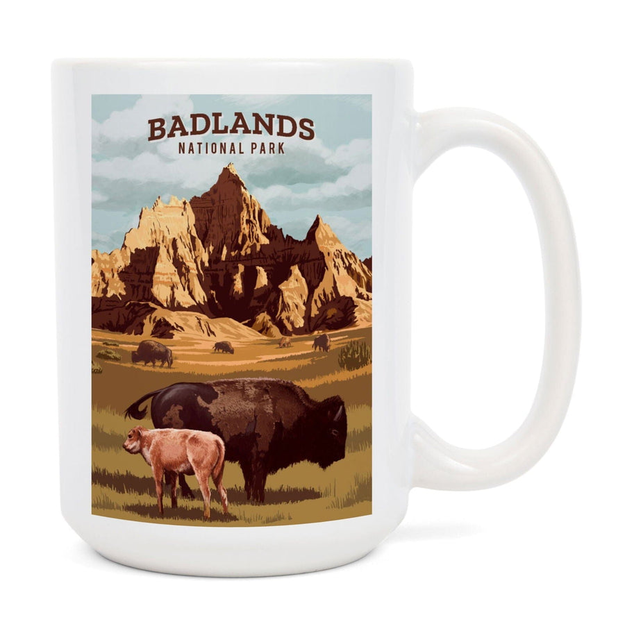 Badlands National Park, South Dakota, Painterly National Park Series, Ceramic Mug Mugs Lantern Press 