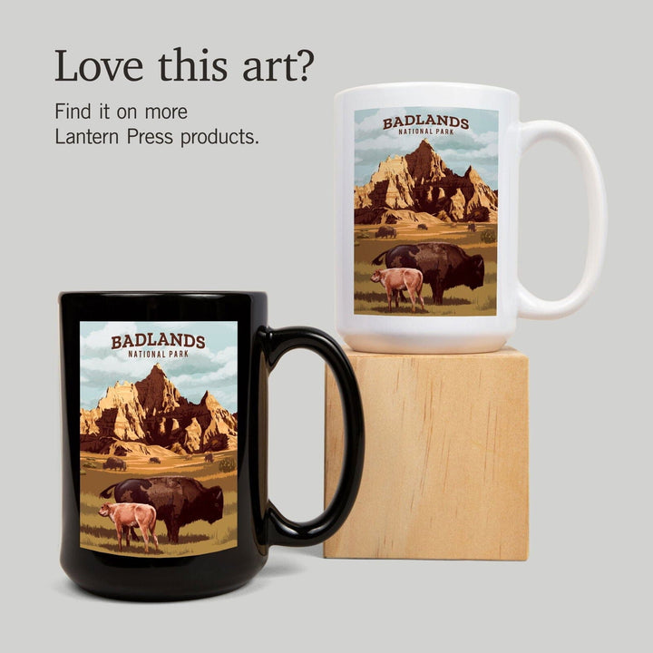 Badlands National Park, South Dakota, Painterly National Park Series, Ceramic Mug Mugs Lantern Press 