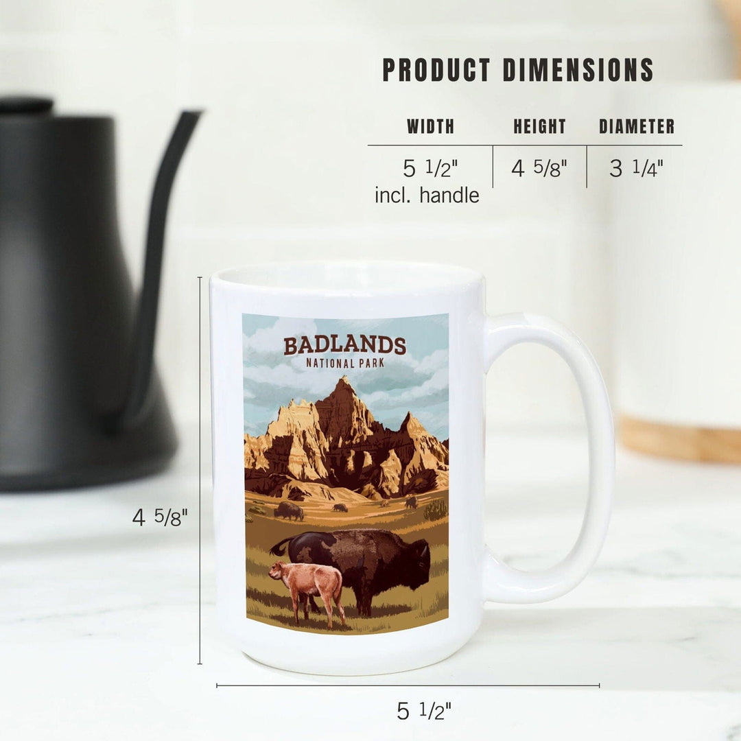 Badlands National Park, South Dakota, Painterly National Park Series, Ceramic Mug Mugs Lantern Press 