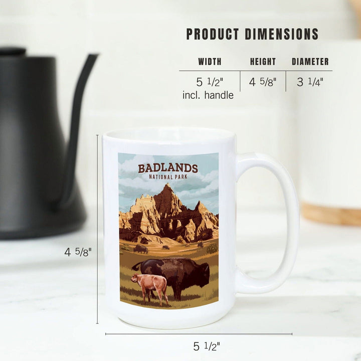 Badlands National Park, South Dakota, Painterly National Park Series, Ceramic Mug Mugs Lantern Press 