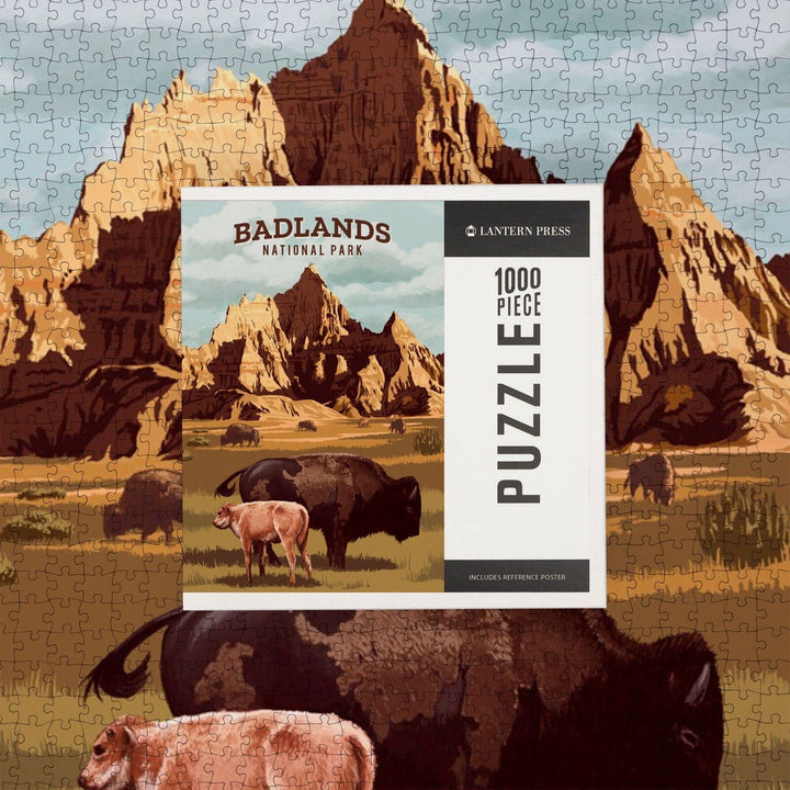 Badlands National Park, South Dakota, Painterly National Park Series, Jigsaw Puzzle Puzzle Lantern Press 