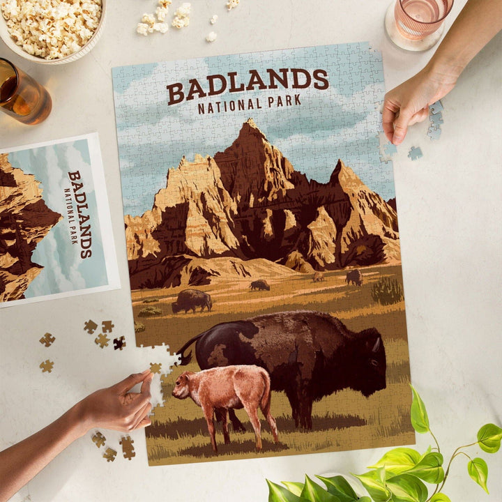 Badlands National Park, South Dakota, Painterly National Park Series, Jigsaw Puzzle Puzzle Lantern Press 