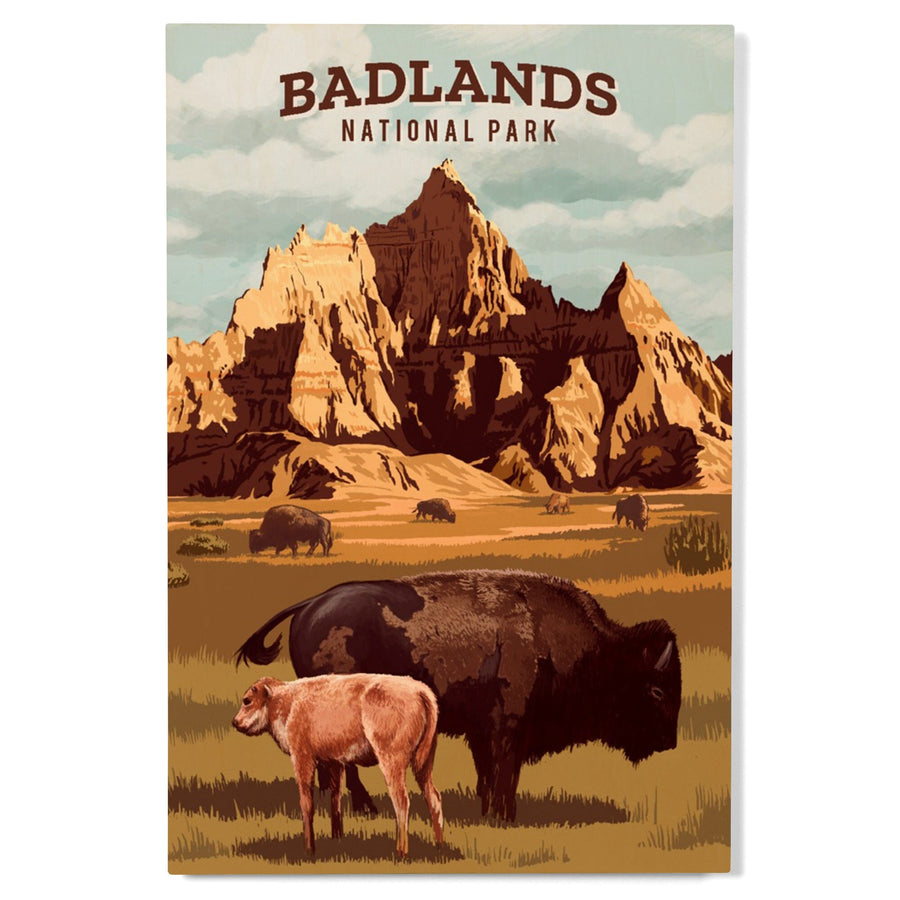 Badlands National Park, South Dakota, Painterly National Park Series, Wood Signs and Postcards Wood Lantern Press 