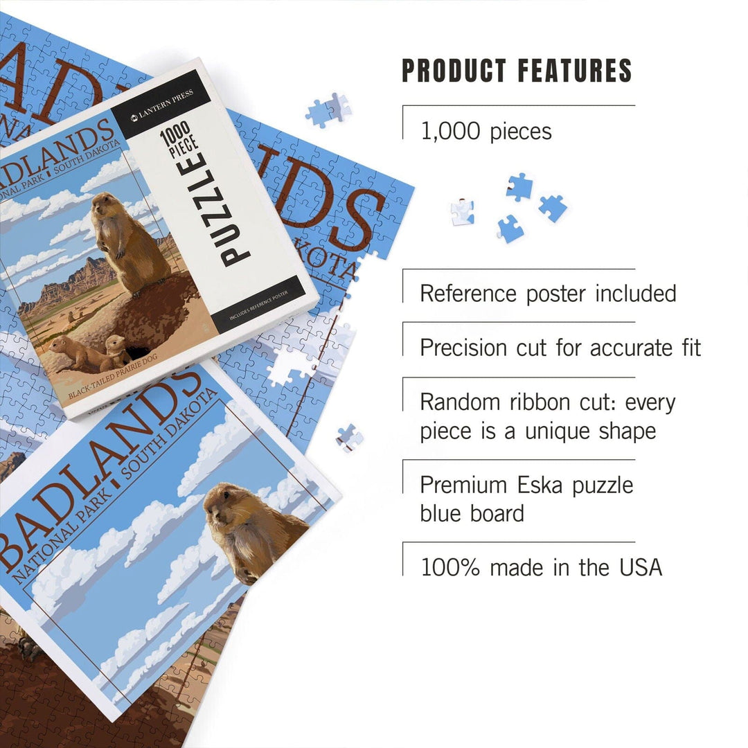 Badlands National Park, South Dakota, Prairie Dogs, Jigsaw Puzzle Puzzle Lantern Press 