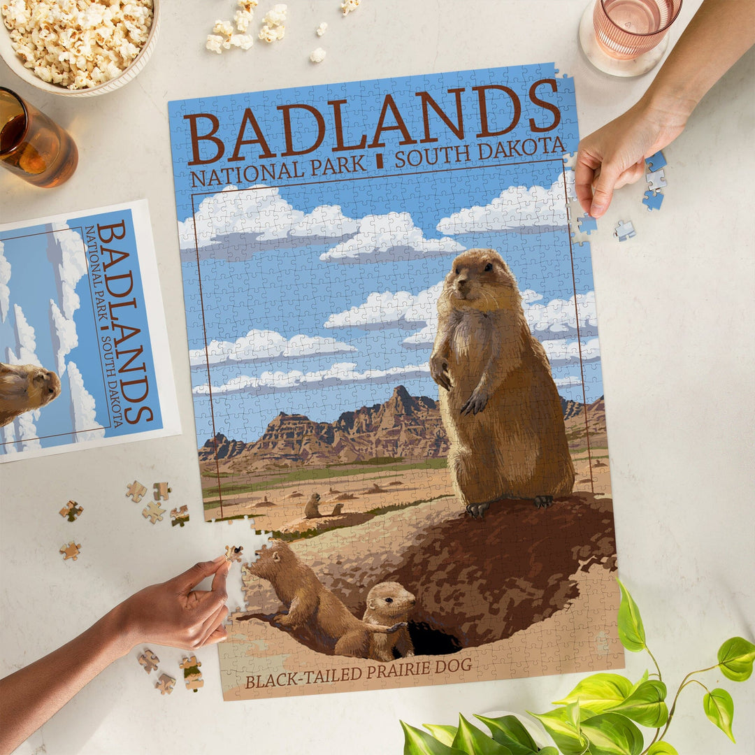 Badlands National Park, South Dakota, Prairie Dogs, Jigsaw Puzzle Puzzle Lantern Press 