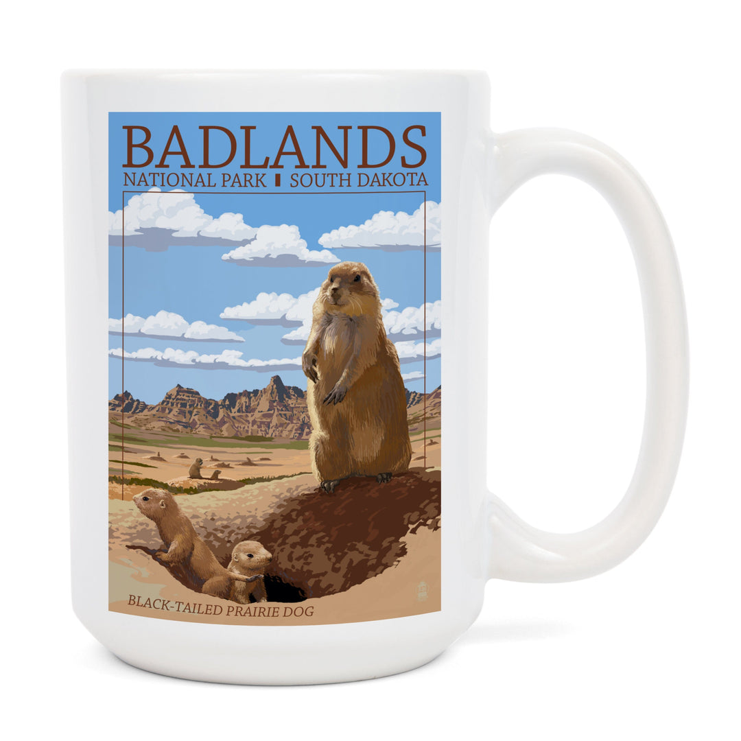 Badlands National Park, South Dakota, Prairie Dogs, Lantern Press Artwork, Ceramic Mug Mugs Lantern Press 