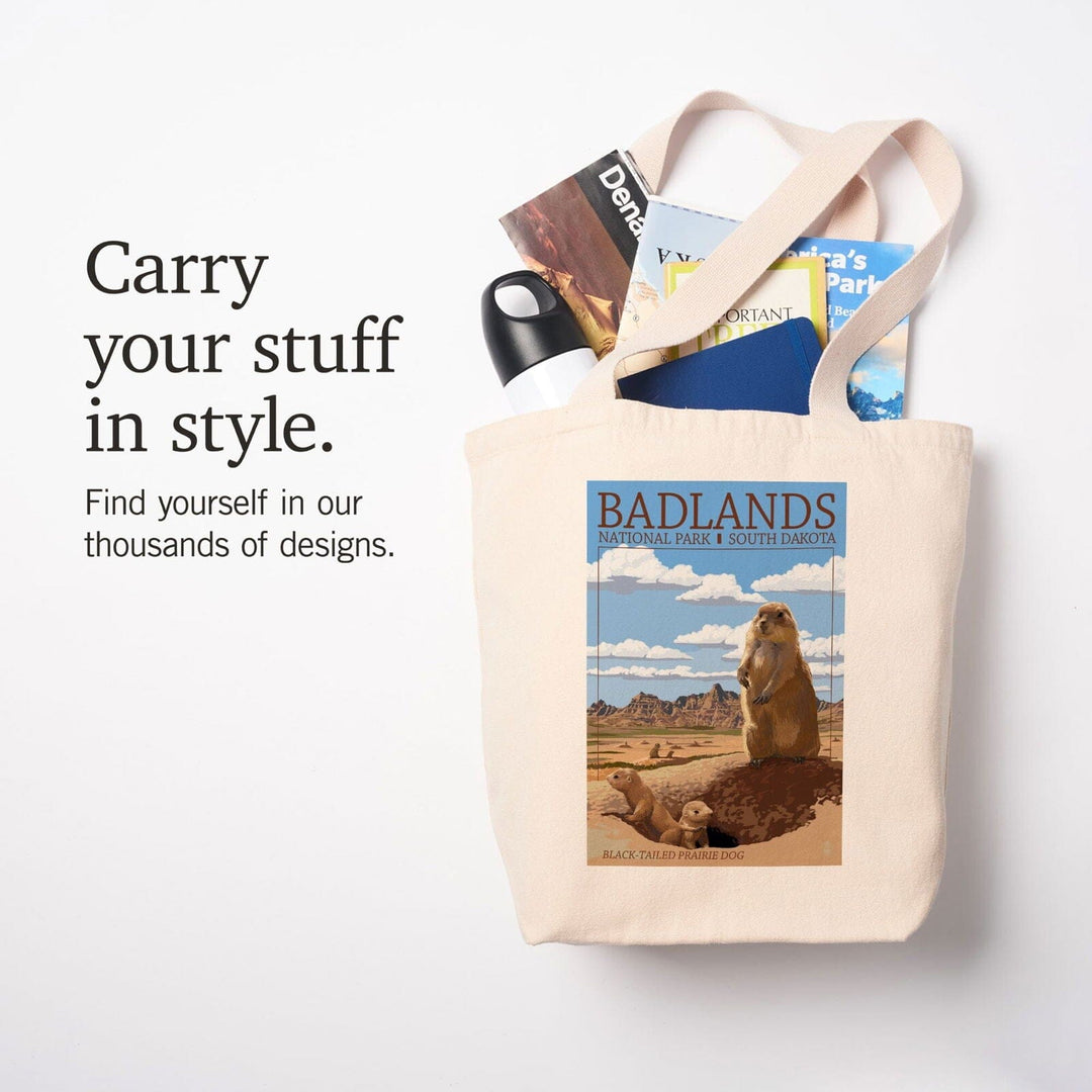 Badlands National Park, South Dakota, Prairie Dogs, Lantern Press Artwork, Tote Bag Totes Lantern Press 