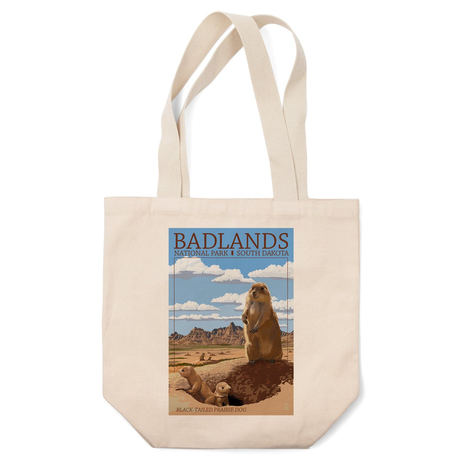 Badlands National Park, South Dakota, Prairie Dogs, Lantern Press Artwork, Tote Bag Totes Lantern Press 
