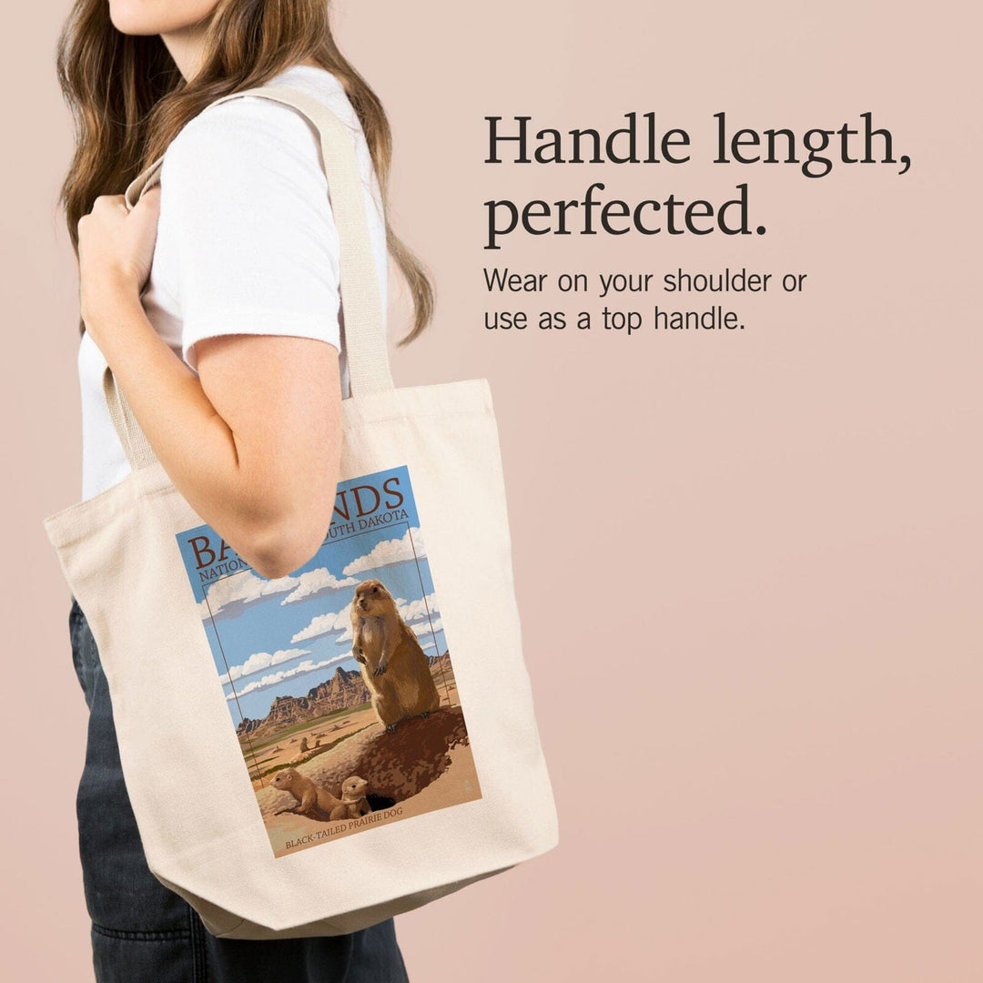 Badlands National Park, South Dakota, Prairie Dogs, Lantern Press Artwork, Tote Bag Totes Lantern Press 