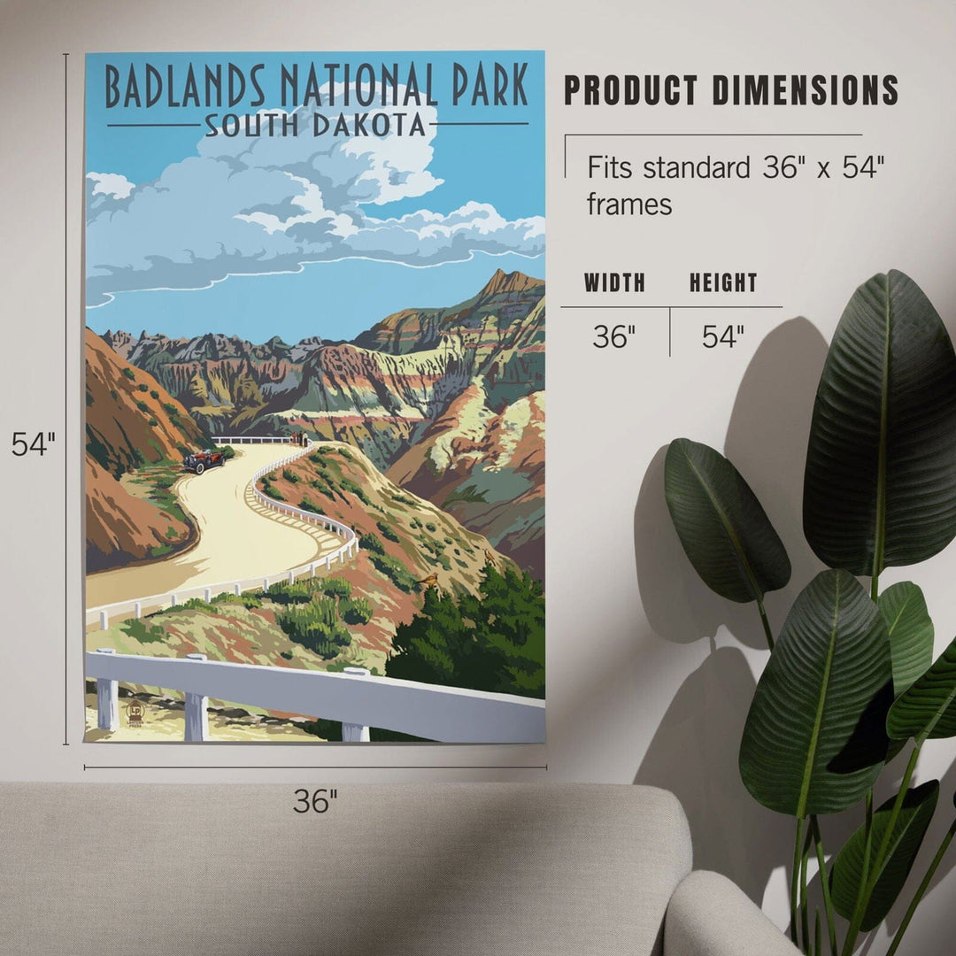 Badlands National Park, South Dakota, Road Scene, Art & Giclee Prints Art Lantern Press 