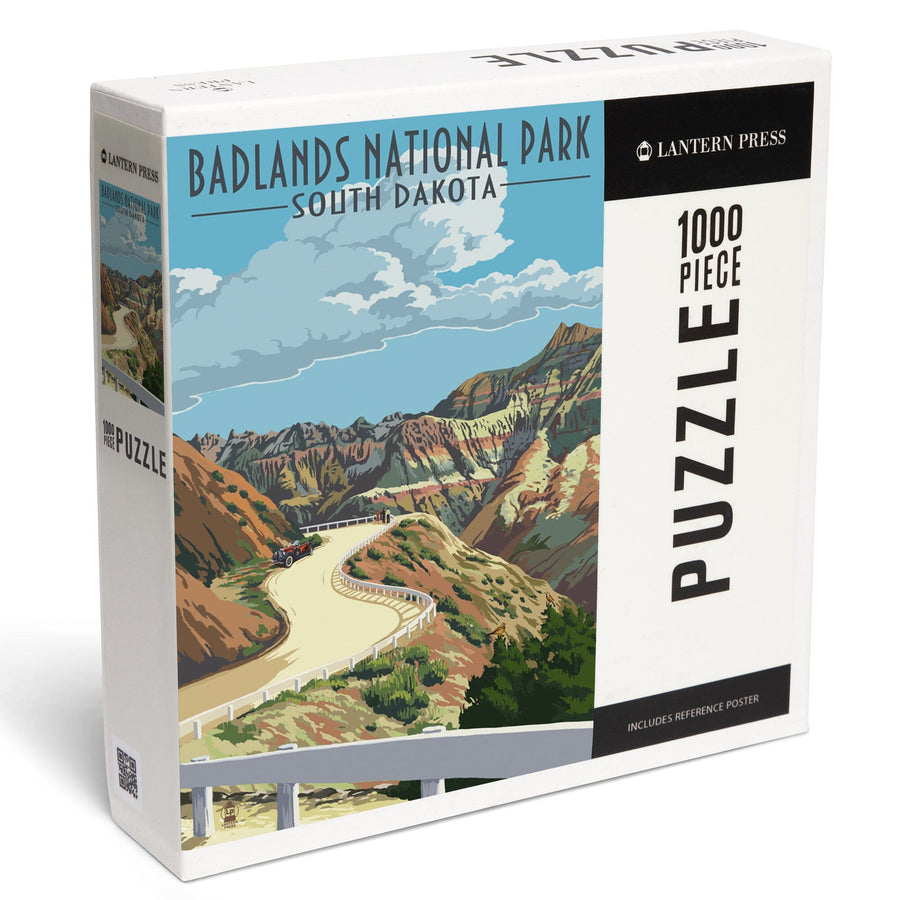 Badlands National Park, South Dakota, Road Scene, Jigsaw Puzzle Puzzle Lantern Press 
