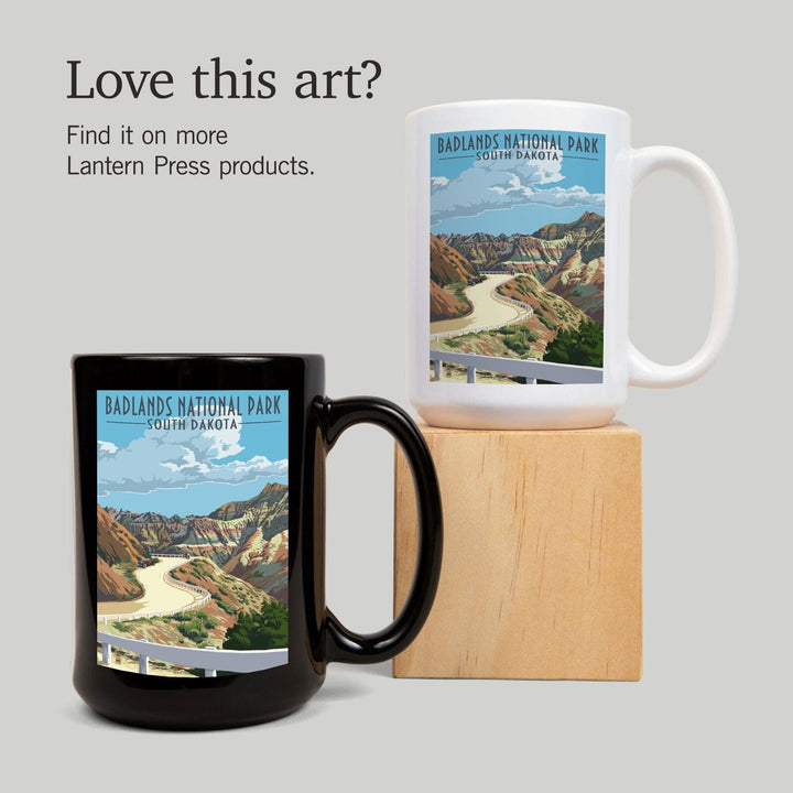 Badlands National Park, South Dakota, Road Scene, Lantern Press Artwork, Ceramic Mug Mugs Lantern Press 