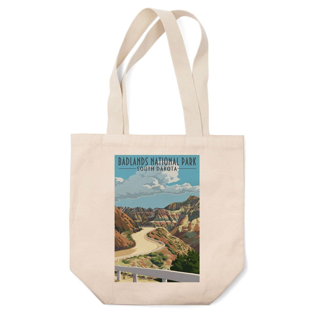 Badlands National Park, South Dakota, Road Scene, Lantern Press Artwork, Tote Bag Totes Lantern Press 