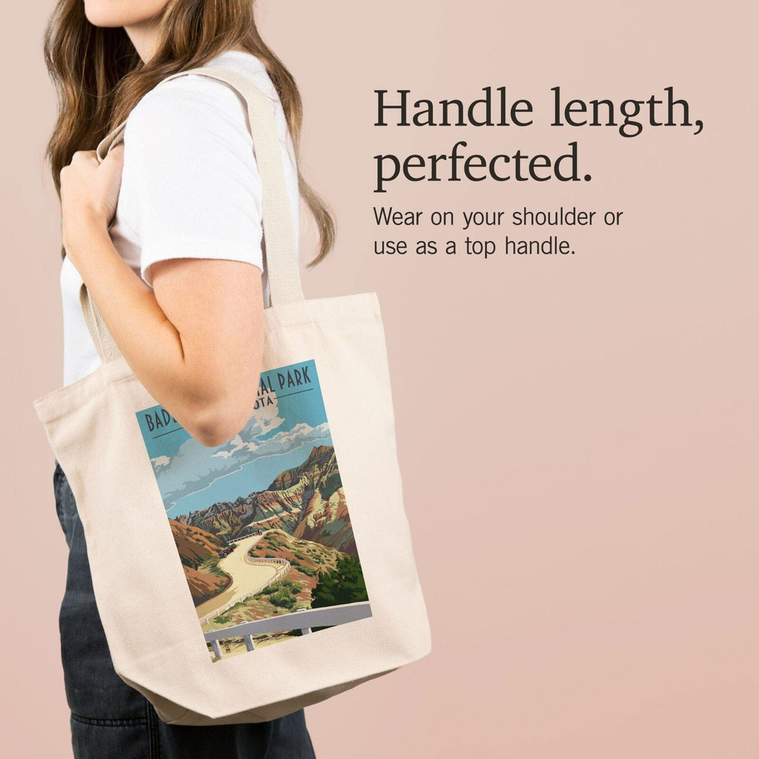 Badlands National Park, South Dakota, Road Scene, Lantern Press Artwork, Tote Bag Totes Lantern Press 