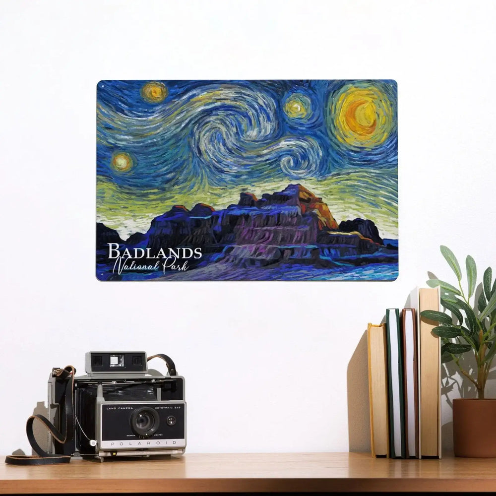 Badlands National Park, South Dakota, Starry Night Metal Lantern Press 