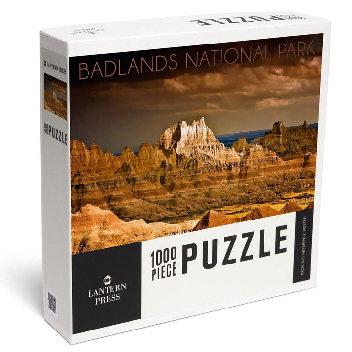 Badlands National Park, South Dakota, Stormy Sky, Jigsaw Puzzle Puzzle Lantern Press 