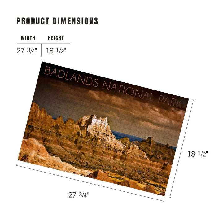 Badlands National Park, South Dakota, Stormy Sky, Jigsaw Puzzle Puzzle Lantern Press 