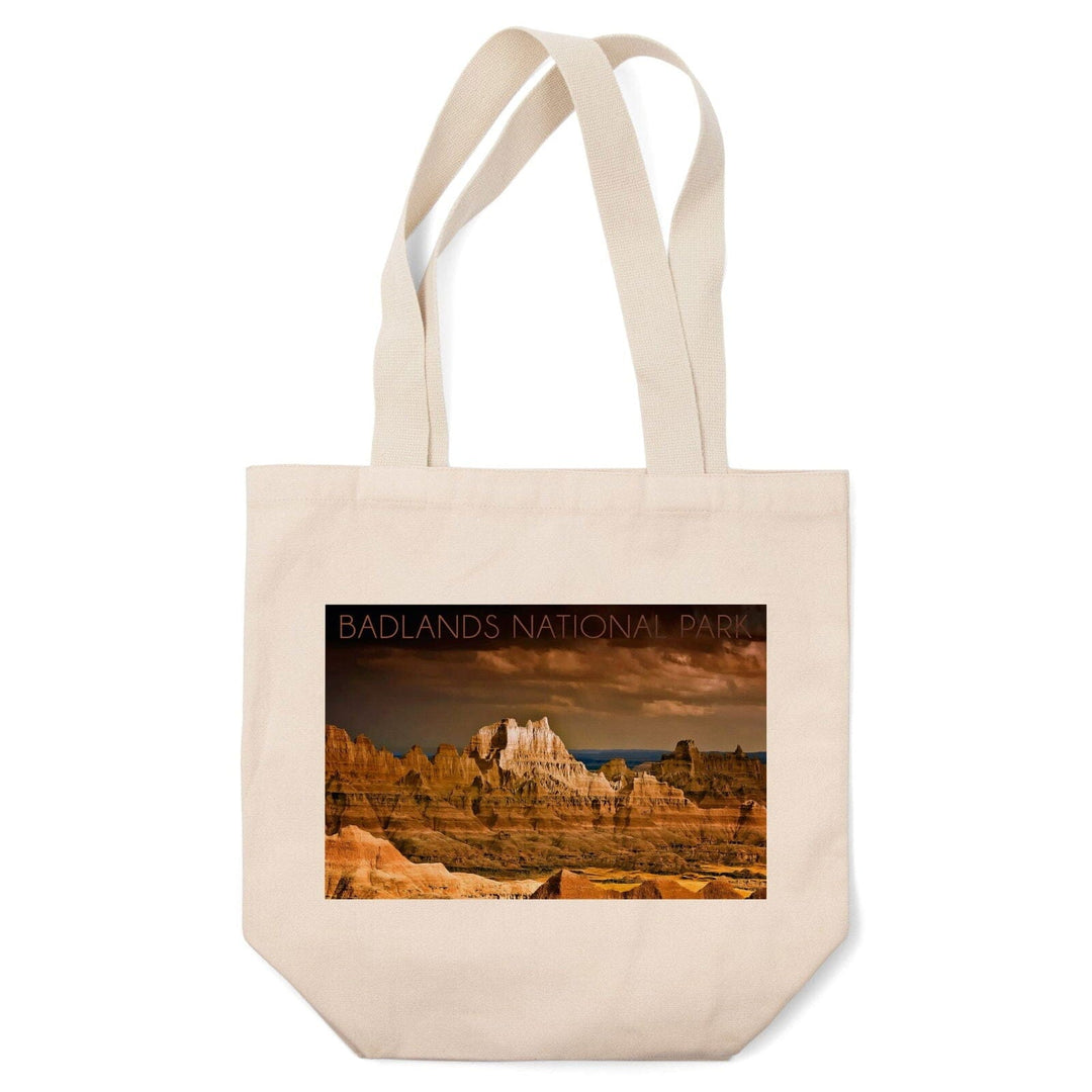 Badlands National Park, South Dakota, Stormy Sky, Lantern Press Photography, Tote Bag Totes Lantern Press 