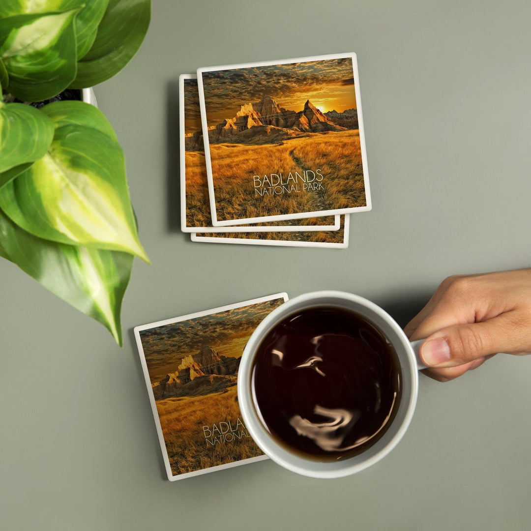 Badlands National Park, South Dakota, Sunset, Coasters Coasters Lantern Press 