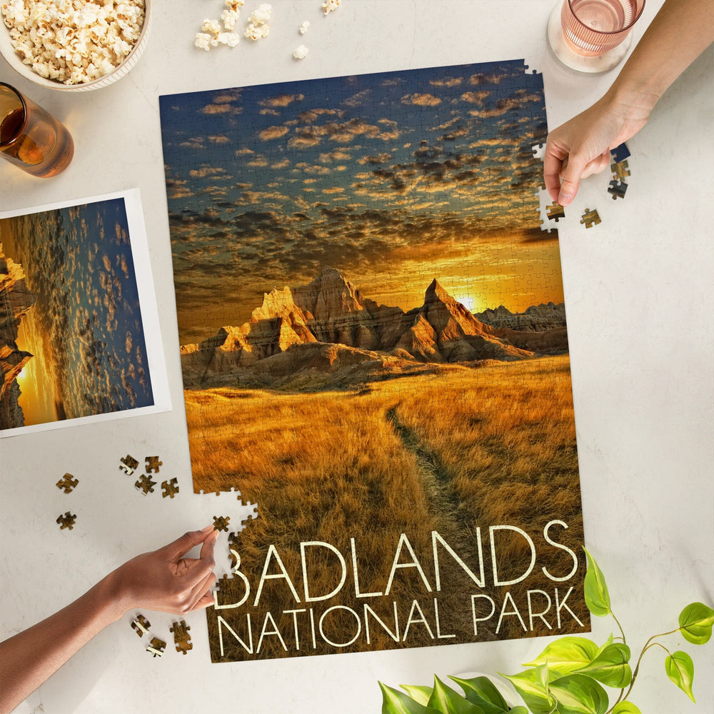 Badlands National Park, South Dakota, Sunset, Jigsaw Puzzle Puzzle Lantern Press 