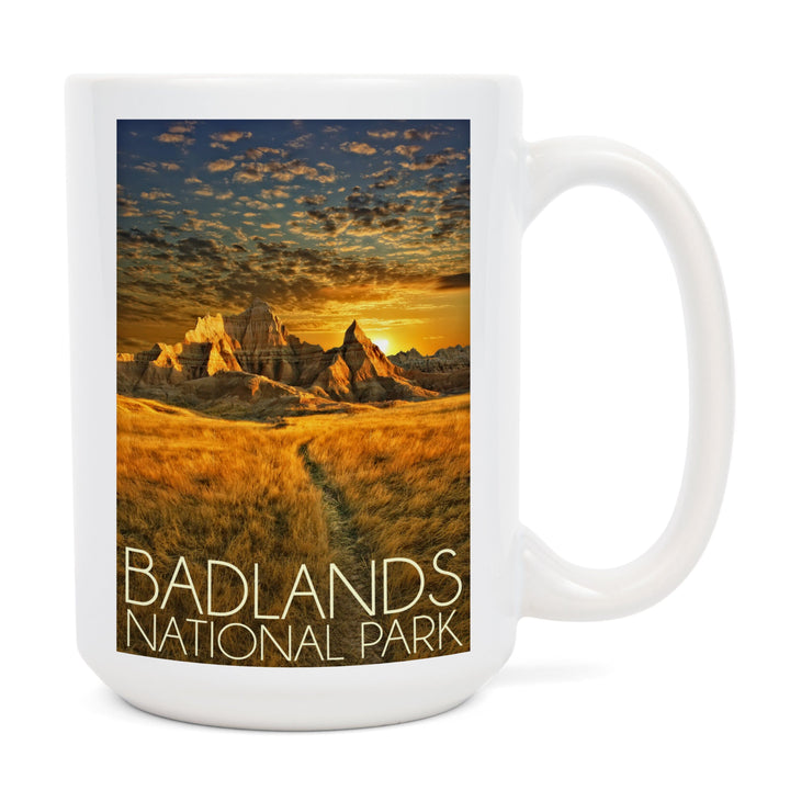 Badlands National Park, South Dakota Sunset, Lantern Press Photography, Ceramic Mug Mugs Lantern Press 