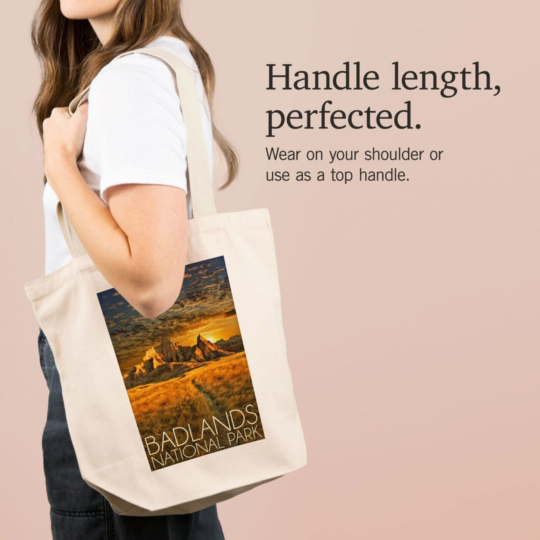 Badlands National Park, South Dakota Sunset, Lantern Press Photography, Tote Bag Totes Lantern Press 