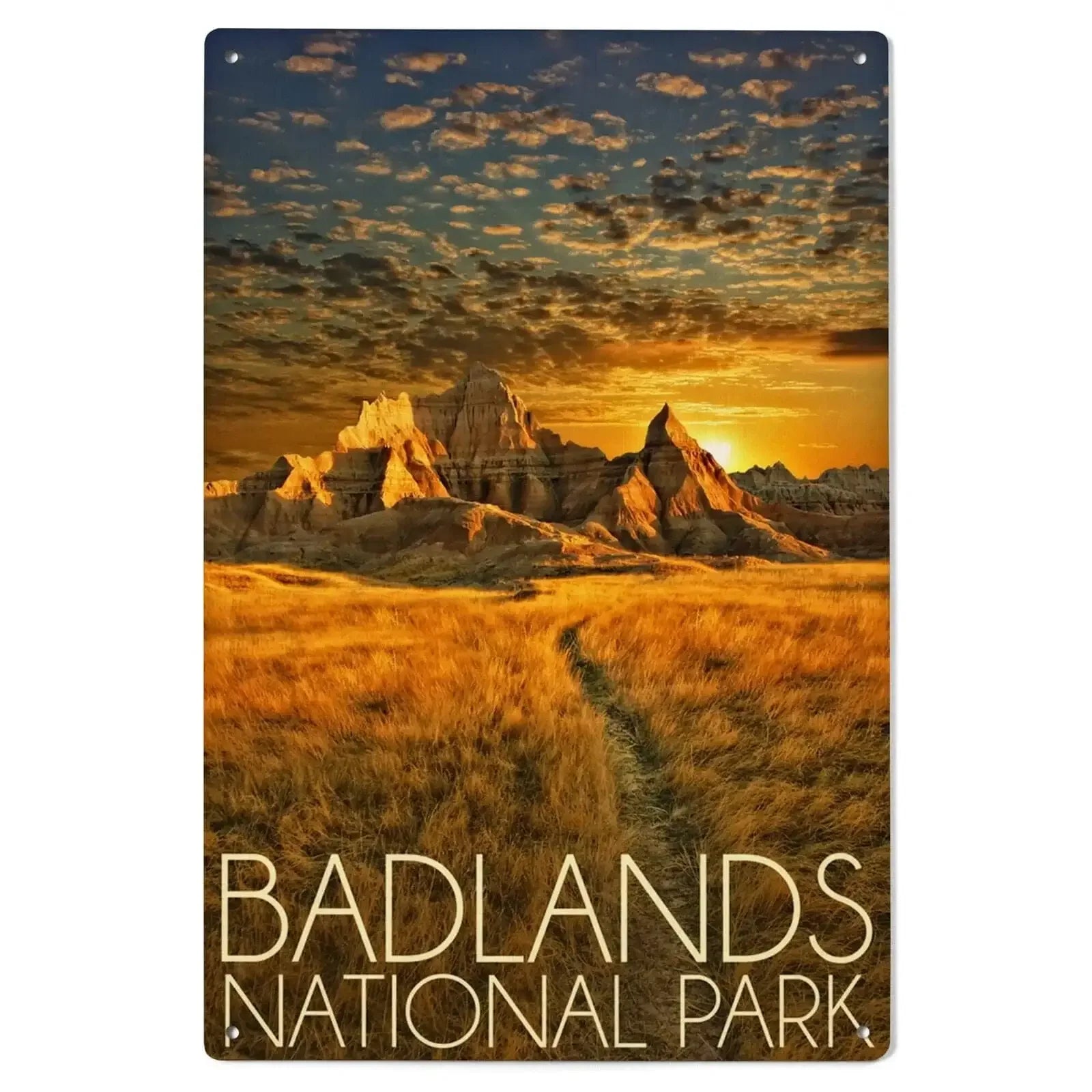 ヨルムンガンド　キャンバスボード Badlands National Park, South Dakota Sunset, Lantern Press Photography