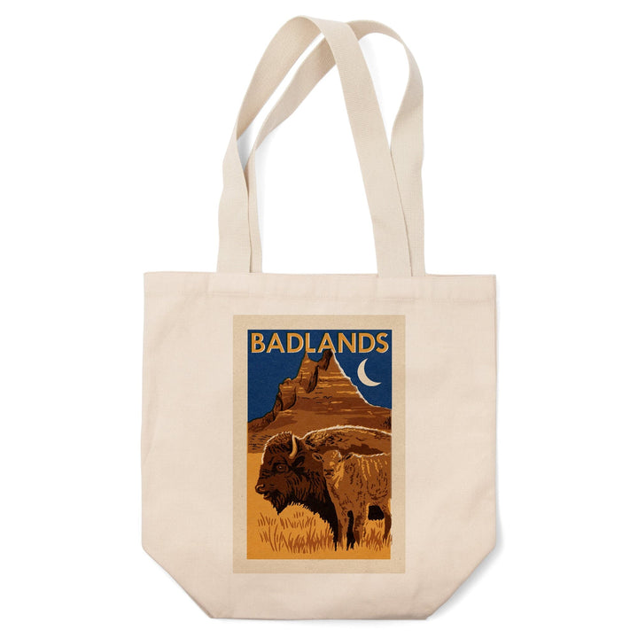 Badlands National Park, Woodblock, Lantern Press Artwork, Tote Bag Totes Lantern Press 