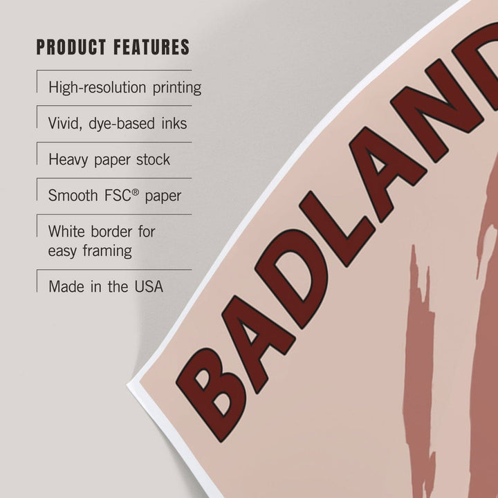 Badlands, South Dakota, Bison and Buttes, Art & Giclee Prints Art Lantern Press 