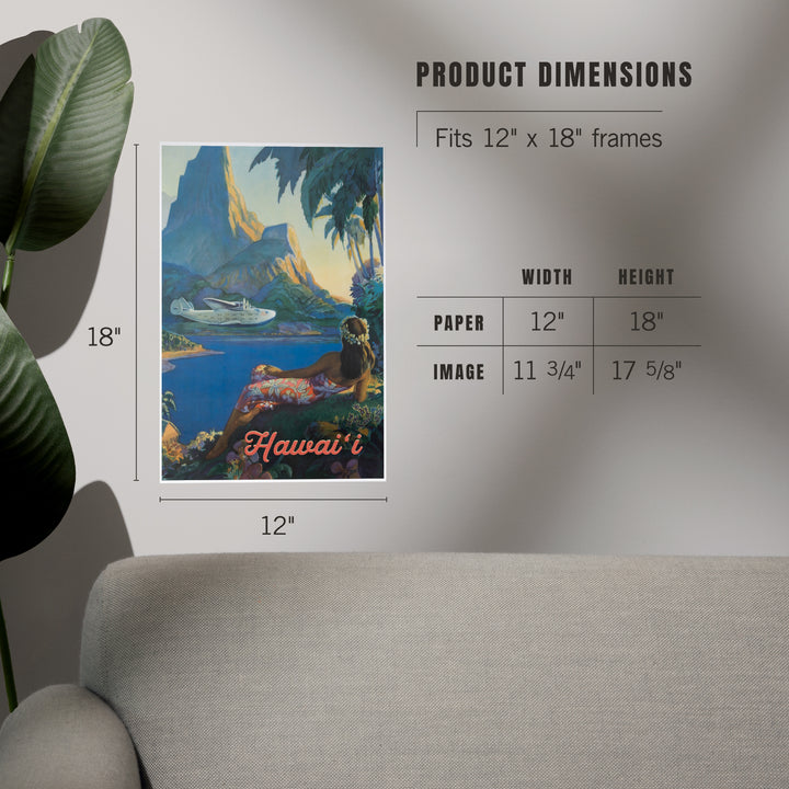 Hawaii, Vintage Tropical Airplane, Art & Giclee Prints