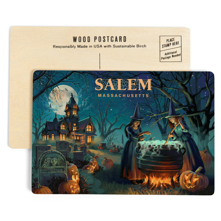 Salem, Massachusetts, Lithograph, Cemetery, Wood Sign and Postcards