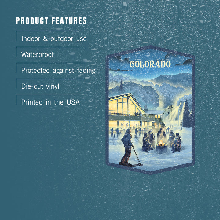 Colorado, Lithograph, Snow Lodge, Vinyl Sticker
