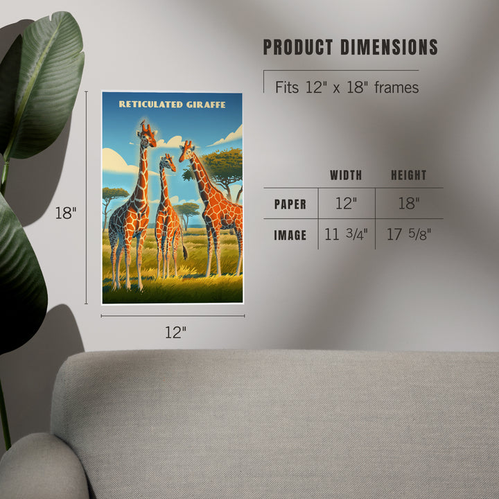 Lithograph Wildlife, Reticulated Giraffe, Art & Giclee Prints