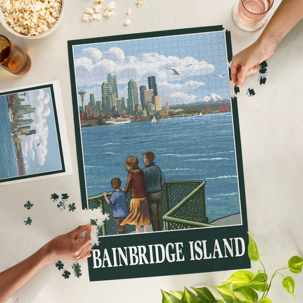 Bainbridge Island, Washington, Ferry and Seattle, Jigsaw Puzzle Puzzle Lantern Press 